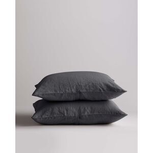 Quince Dark Gray Linen King Sham Duo